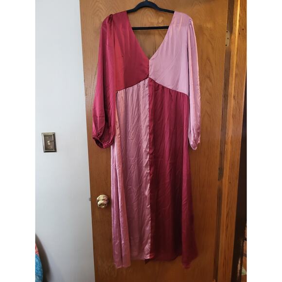 Anthropologie Porridge Colorblock V-Neck Balloon Sleeve Midi Dress NWT L $170 - Picture 3 of 8